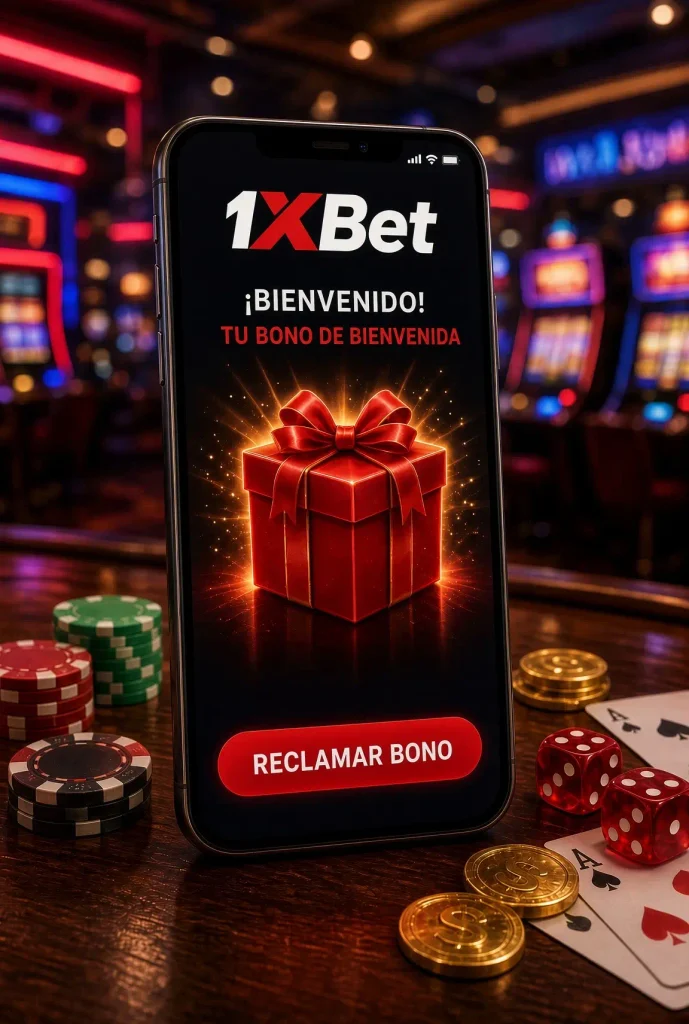 Bono de bienvenida de 1xBet en teléfono móvil