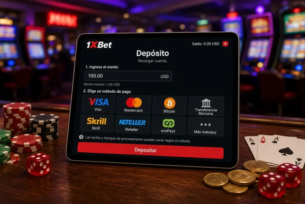 Página de depósito en tableta